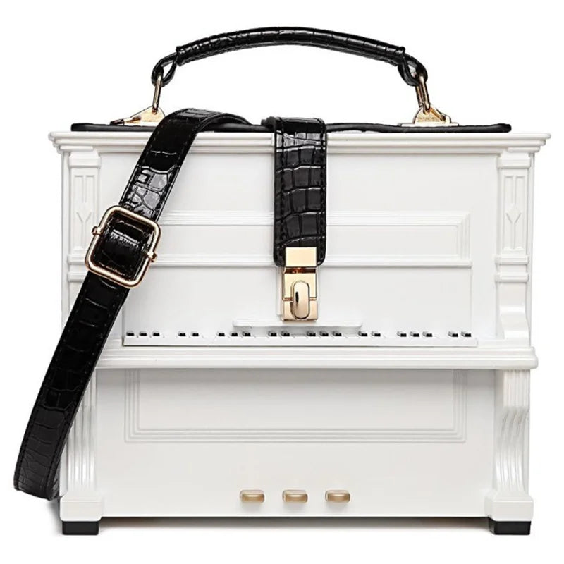 2024 Designer Women High-end Pu Leather Handbags Fashion Piano Shape Shoulder Travel Bag Luxury Ladies Small Box Crossbody Bags