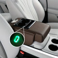 Dual Type-C Ports with Lighted Sockets, Universal Integrated Multifunctional Car Center Armrest Box, Includes Adapter and Tissue Holder