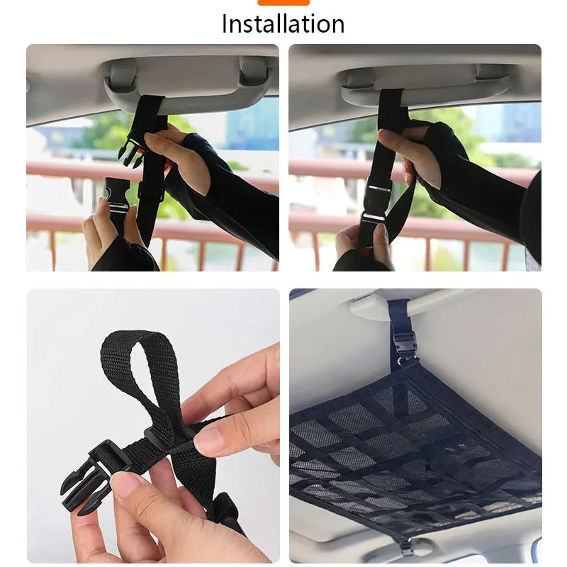 Car Ceiling Cargo Net Strong Load-Bearing Mesh Car Roof Storage Organizer Car Ceiling Net Storage For SUV Long Trip Camping