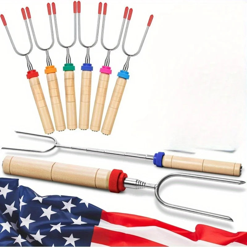 Marshmallow Roasting Sticks Bulk Smores Skewers Hot Dog Camping Skewers Accessories Extendable Forks Bbq Tools Smores Sticks