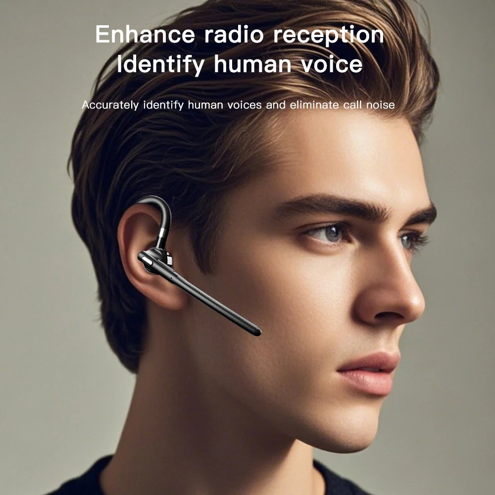 Single Ear Wireless Headset Ear-hook Bluetooth 5.4 Driving Headphone With Dual-Mic CVC8.0 Noise Cancelling Handsfree Earphones
