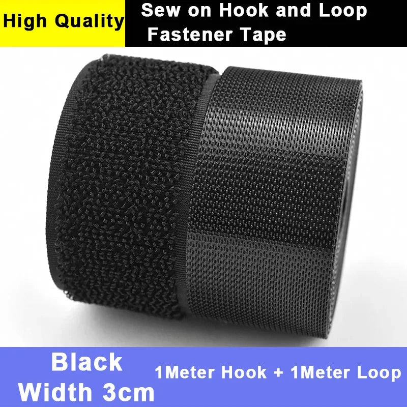 1M Sew on Hook and Loop Fastener Tape Non Adhesive Super Soft Loop Fabric Tape for Crafts DIY Sewing 20/25/30/38/50/100mm Wide
