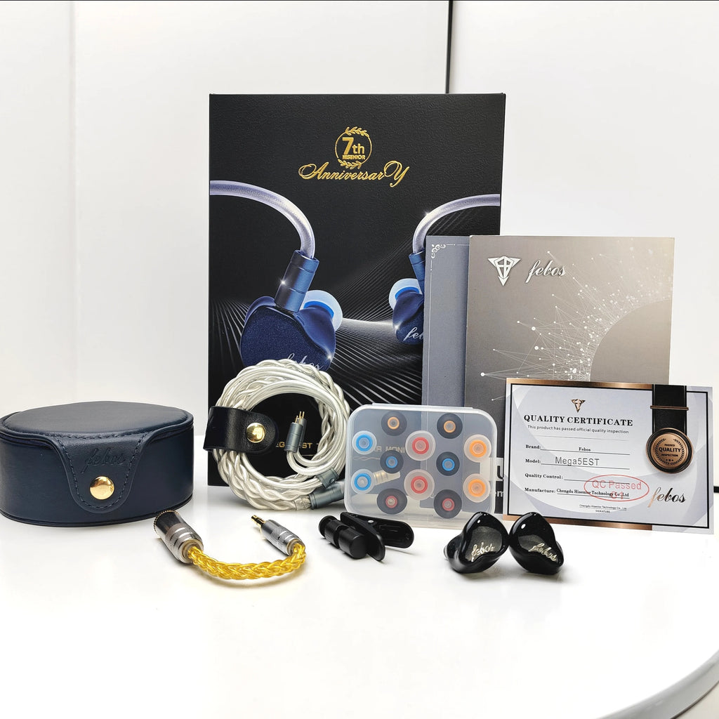 Hisenior Mega5Est 7th Anniversary Edition 2EST+2BA+1DD Hybrid Driver 2Pin 0.78mm Audiophile IEM HiFi In-ear Earphone(OG Version)