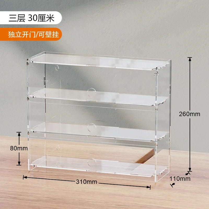 Clear Acrylic Multi-layer Tier Display Case with Door Storage Box for Model Cars Building Blocks Figures Collectibles