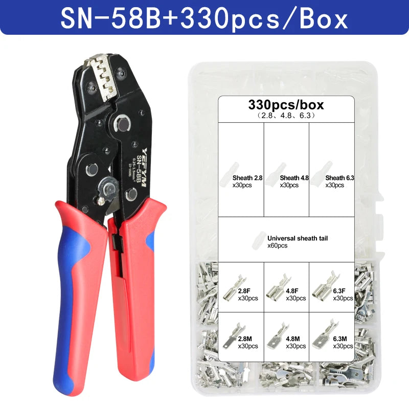 Non-insulated Open Barrel Crimping Tool SN-58B 23-16 AWG /0.25-1.5mm², Dupont Molex JST TE Terminals & EPC PCIE SATA Pins