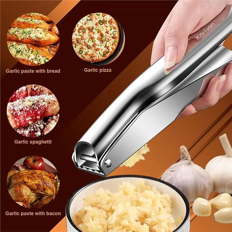 A25F-Stainless Steel Garlic Press, Garlic Crusher Garlic Mincer Tool- Leak-Proof, Easy To Clean