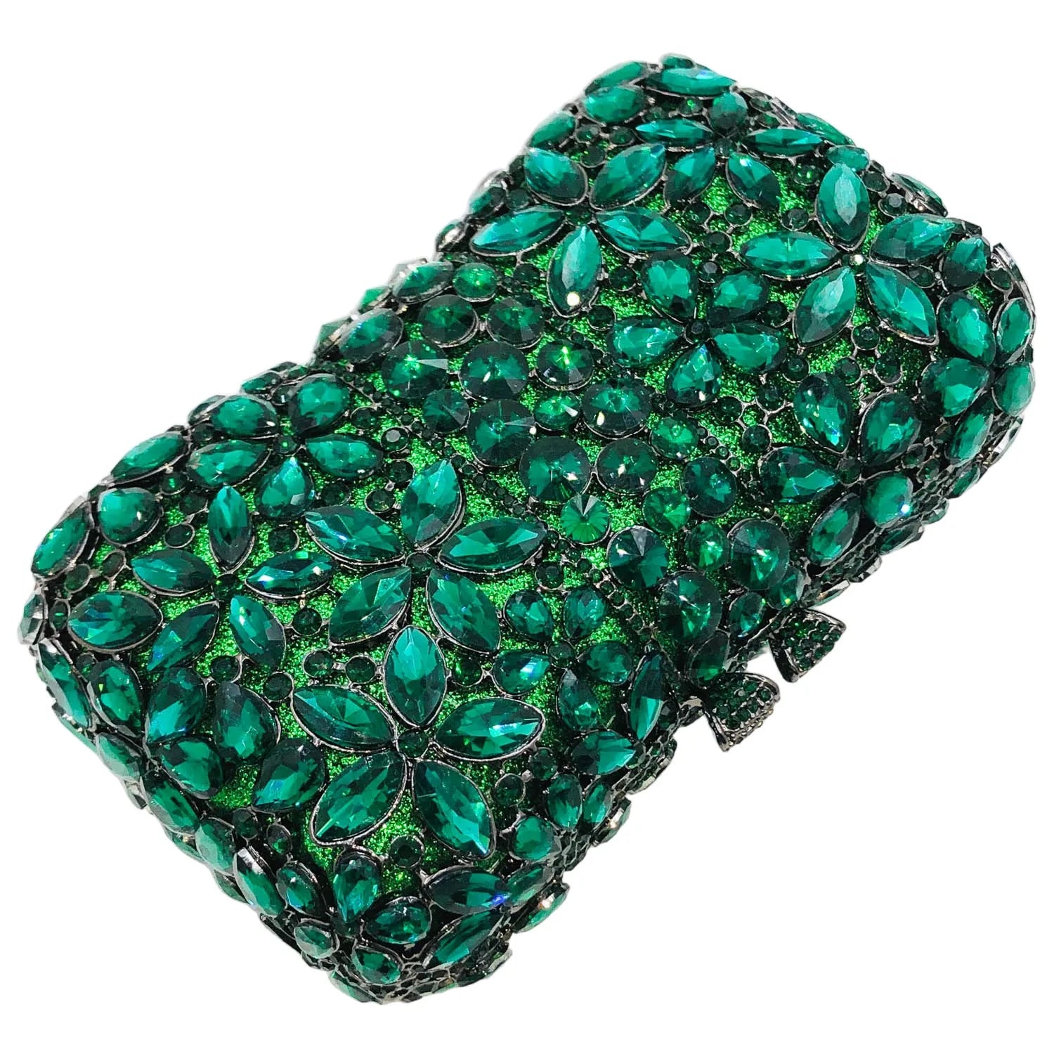Boutique De FGG Flower Clutch Purses for Women Rhinestone Clutch Bags Formal Evening Handbags Party Dinner Crystal Clutch Bag