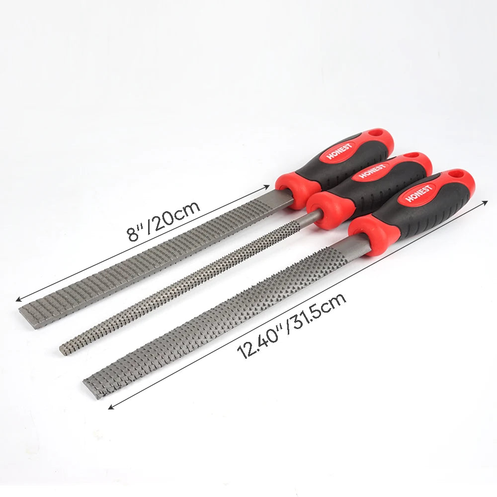 3Pcs Heavy-Duty Wood File Set Rasp File-Round,Flat and Half-Round-Ideal for Woodworkers, Carpenters, and DIY Enthusiasts