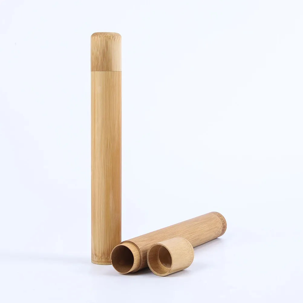 1Pcs Toothbrush Protection Case Compact Bamboo Design Prevents Bristle Damage Travel Camping Hiking Portable Holder Tube