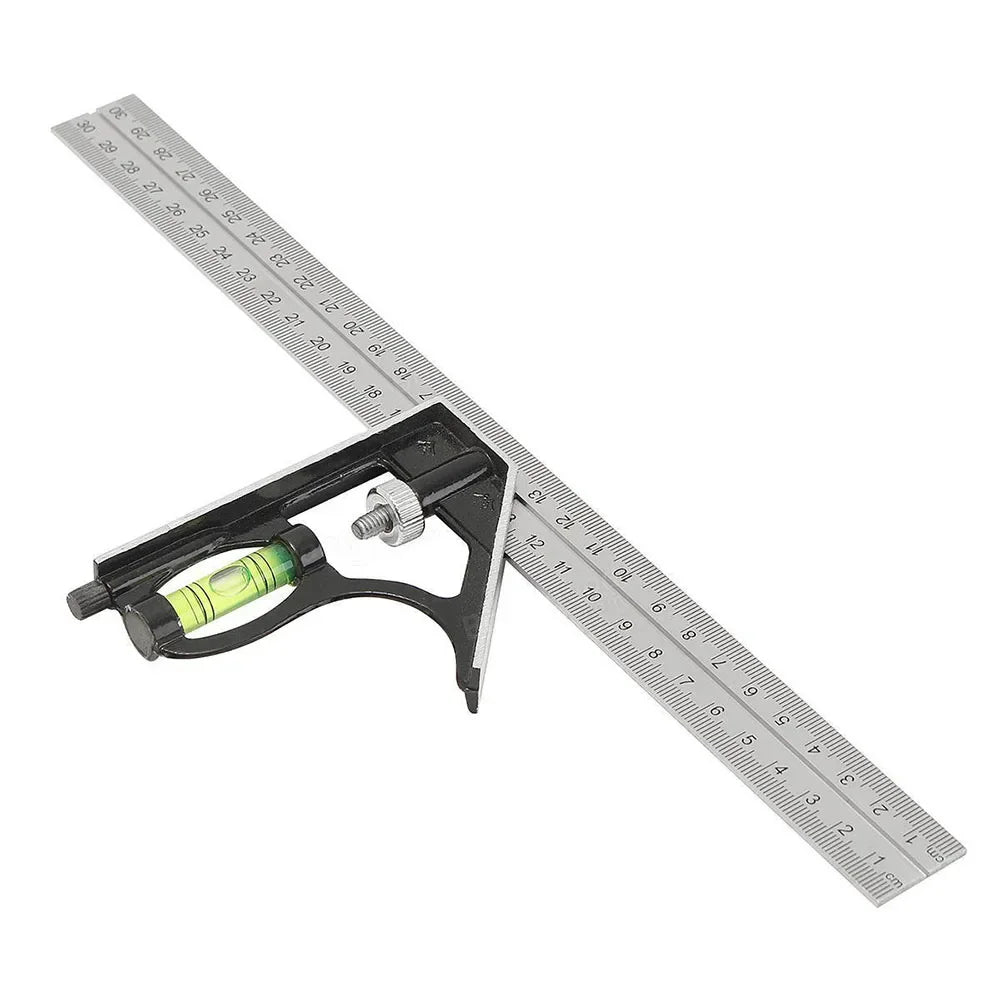 2025 Precise Stainless Steel Measuring Tools Aluminium Combination Square Diy Workshop Hardware Angle Spirit Level 12" (300mm)