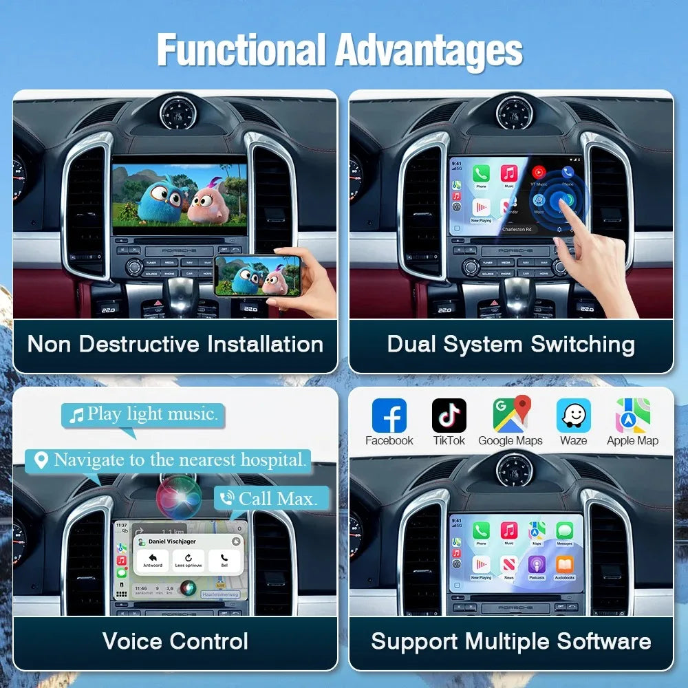AUTOABC New Original Wireless Carplay Module Box for Porsche Cayenne Macan 911 Panamera Bosxter PCM3.1 PCM4.0 System With Android Auto Rearview Camera Airplay