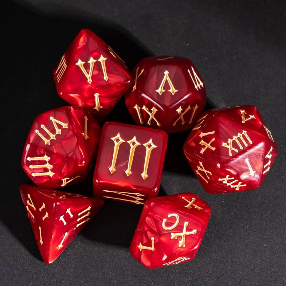 New Roman Font D&D Dices 16mm Pearl Texture D4 D6 D8 D10 D% D12 D20 Polyhedral Dice Set for Tabletop Role Playing Board Games