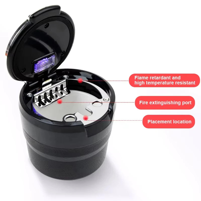 Portable Car LED Ashtray Auto Interior Accessories Ceramic inner lining is resistant to high temperatures