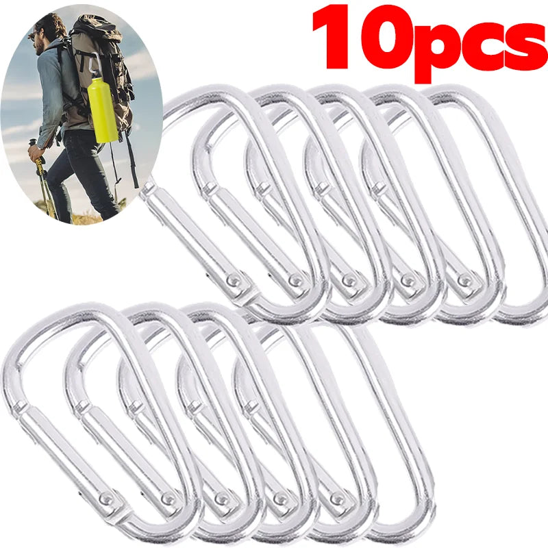 D Ring Carabiner Aluminum Alloy Keychain Clip for Water Bottle Bluetooth Headset Backpack Buckle Outdoor Camping Hiking 20/2pcs