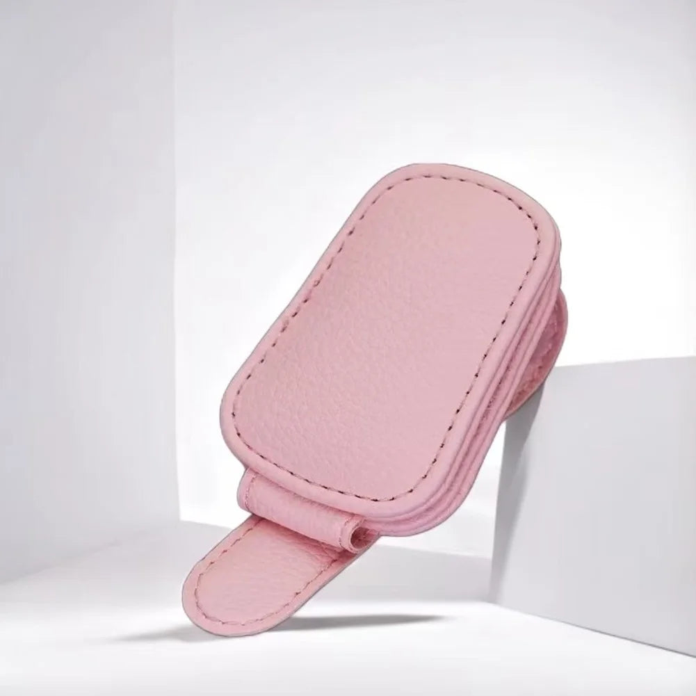 Faux Leather Sunglass Clip Strong Magnetic Sunglasses Holder Car Auto Sun Visor Eyeglass Hanger Clips Car Sunshade Accessories