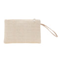 Solid Straw Woven Wristlet Clutch Bag Portable Beach Wallet Women Daily Phone Cash Storage Coin Purse Card Holder Hand Pouch