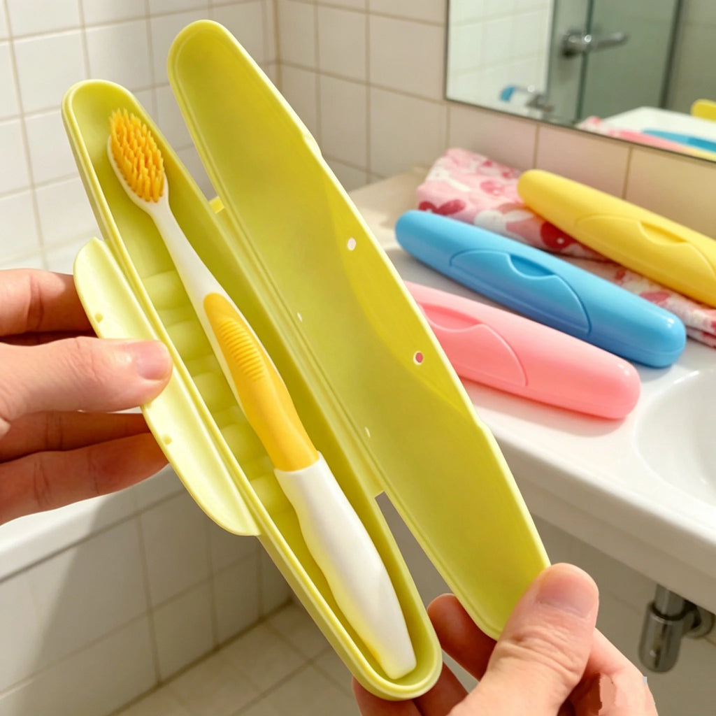 2pcs Portable Travel Toothbrush Case with Solid Color Sealed Lid, Waterproof, Dustproof and Leakproof Toothbrush Holder