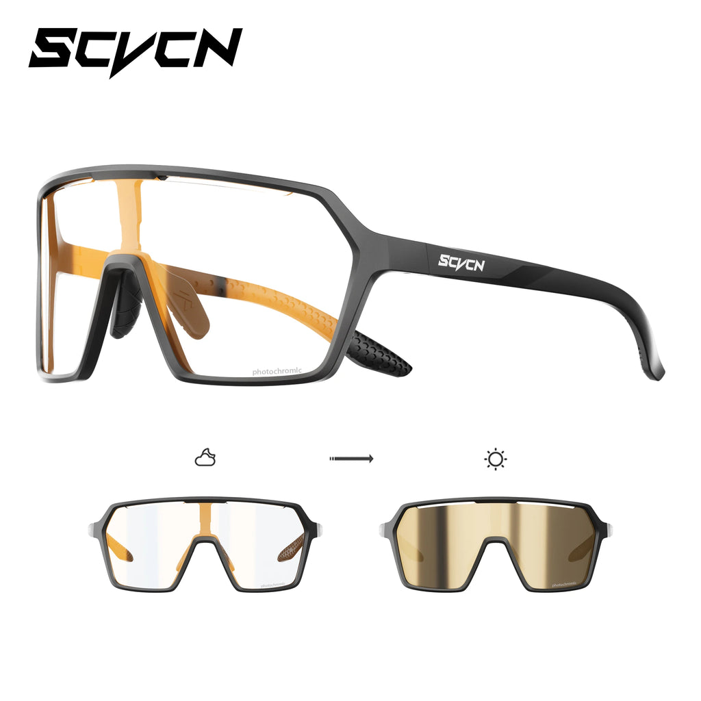 SCVCN Photochromic Hiking Cycling Glasses Outdoor Running Sunglasses Stylish Hiking Driving Glasses Casual Sports Sunglasses