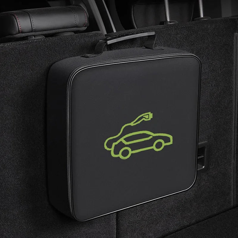 Portable Waterproof EV Charging Cable Storage Bag, Fire Resistant Organizer for Electric Car Jumper Wire Plug & Socket