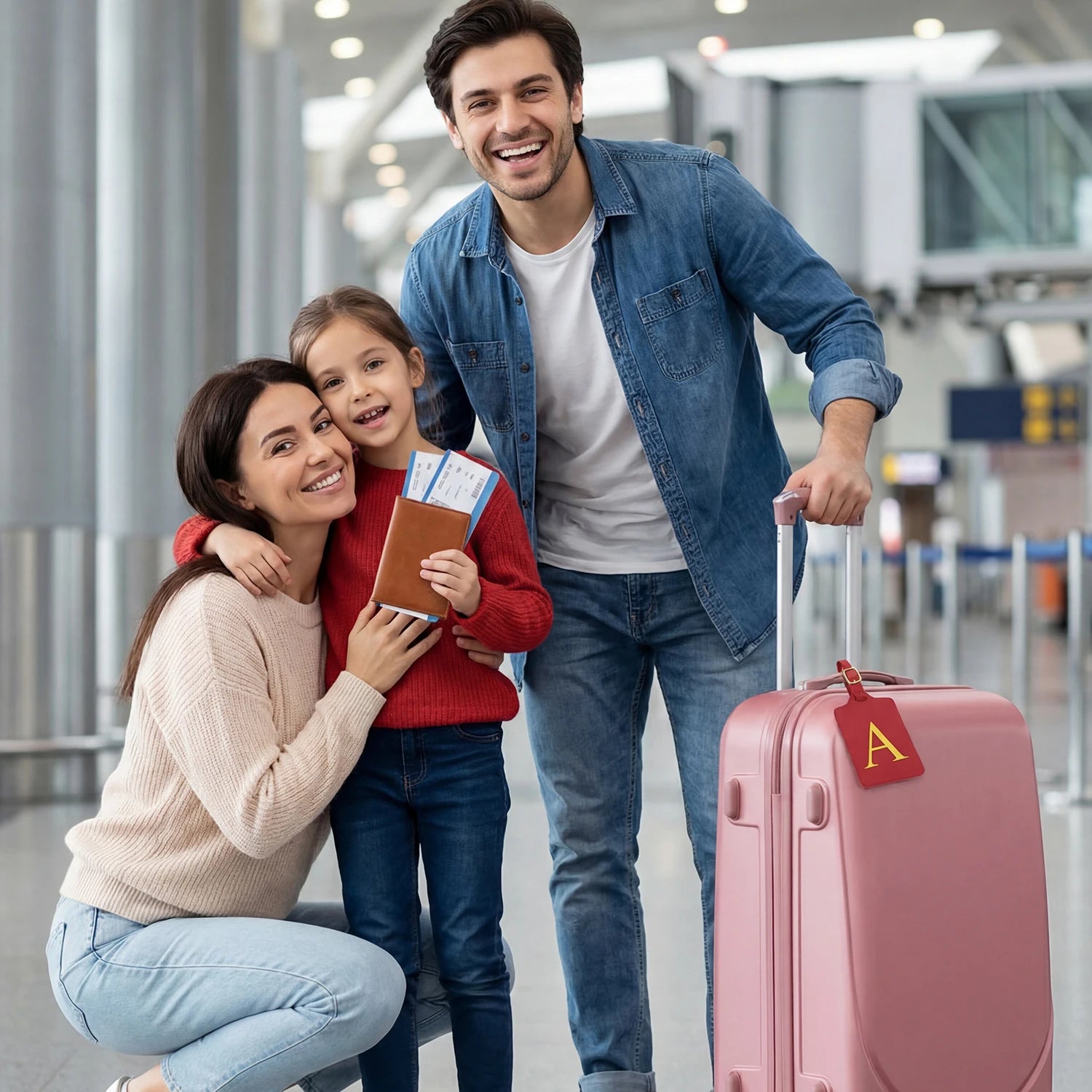MIYIN 26 letters Luggage Tags for Suitcases PU Leather Privacy Protection Bag Tags Travel Accessories Essential, Energetic Red