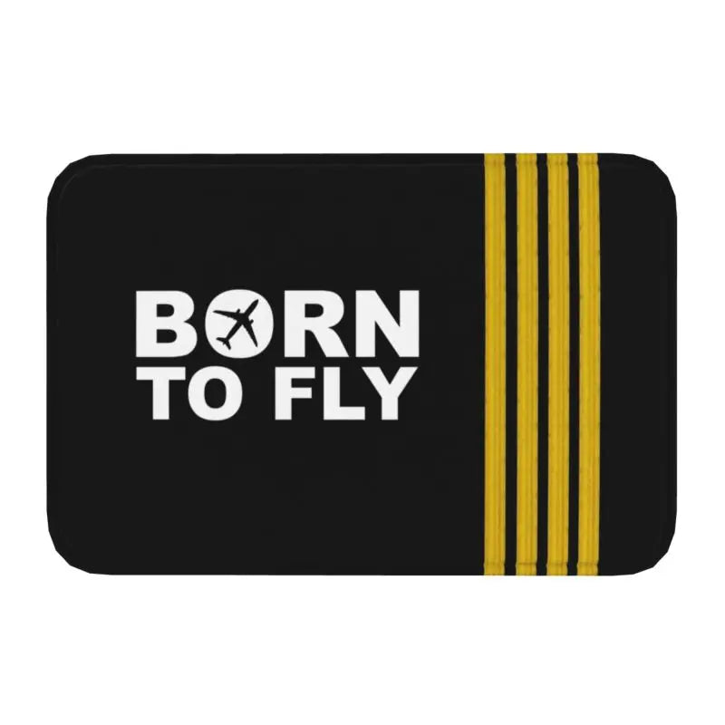 Pilot Captain Stripes Front Door Mat Anti-Slip Outdoor Quick Dry Aviation Airplane Doormat Floor Bath Entrance Rug Carpet