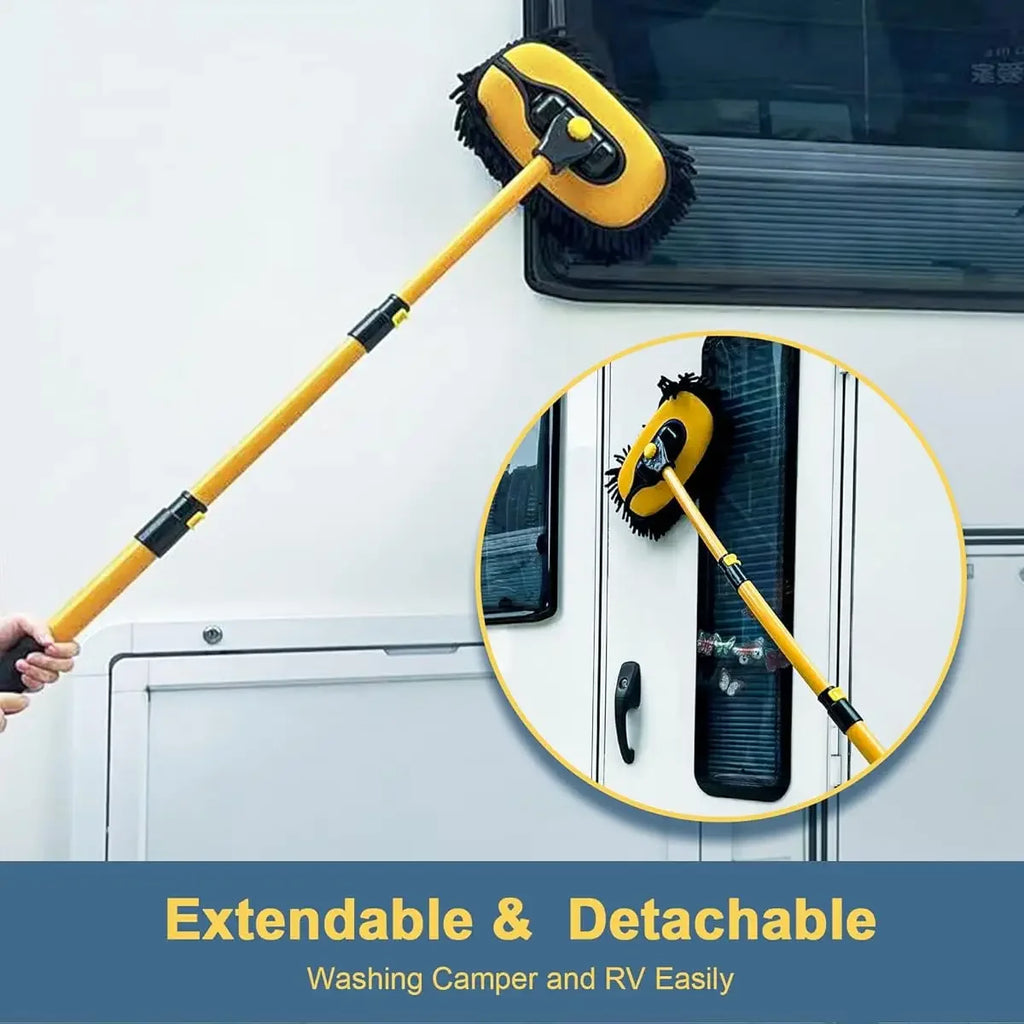 Long-handled car wash brush, microfiber cleaning products with a 15° curved extension rod, yellow, truck cleaning products