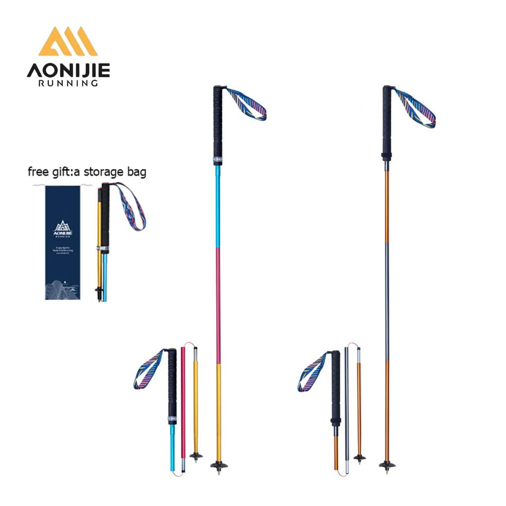 2pcs AONIJIE E4201 Trekking Pole Lightweight Folding Collapsible Quick Lock Hiking Pole Trail Running Walking Stick Carbon Fiber