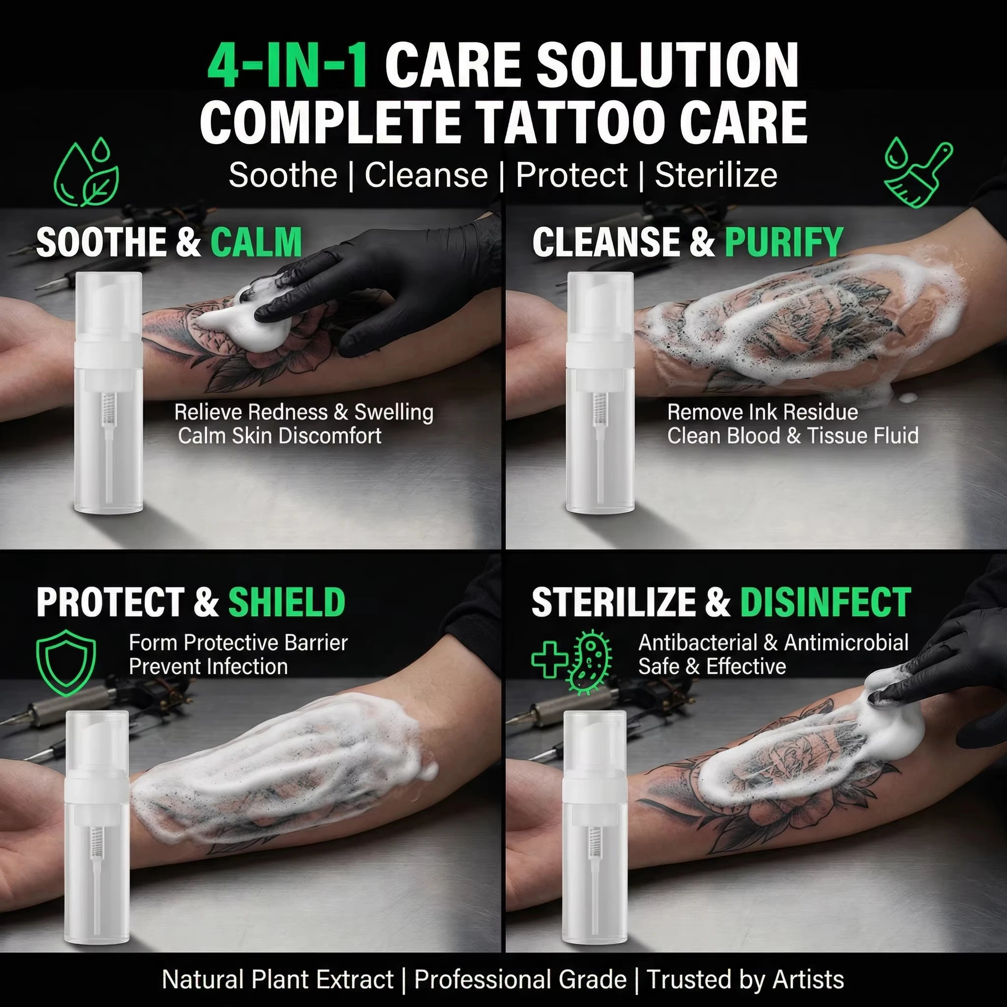 30/120ml Ultra Concentrated Green Tattoo Soap , Tattoo Soap Tattoo Supplies for Tattoos Piercings, Clean Skin Equipment