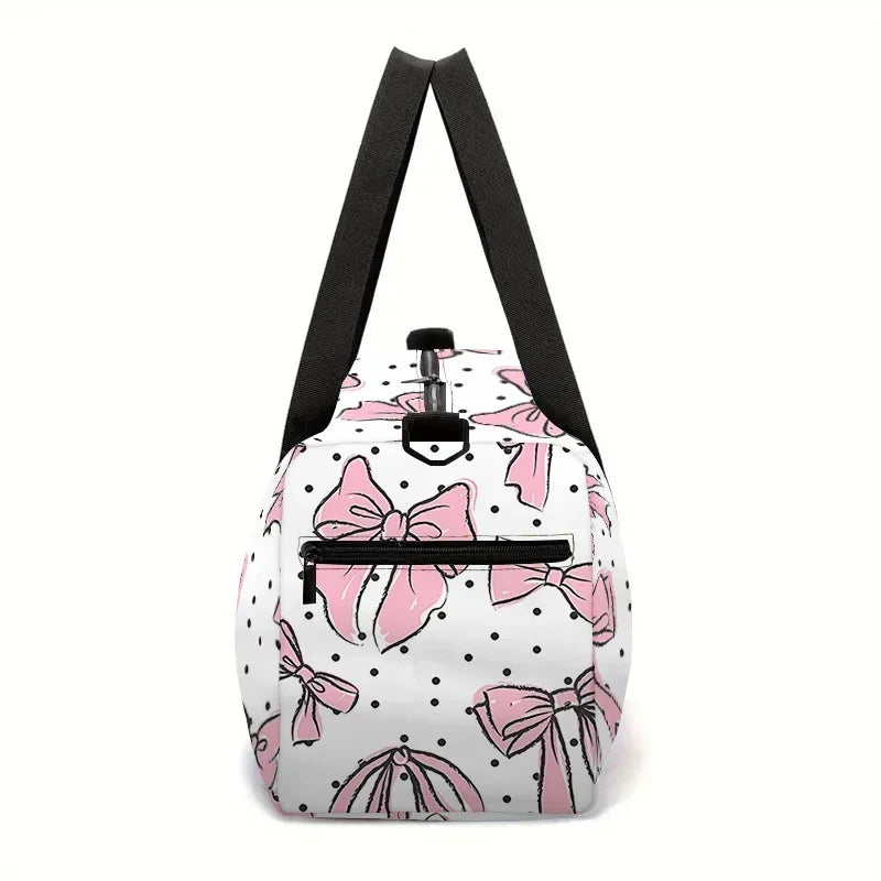 Pink Butterfly Large Capacity Luggage Bag for Boy/Girls Best Gifts 2D Cartoon Travel Duffels for Children Outdoor Fitness Bag