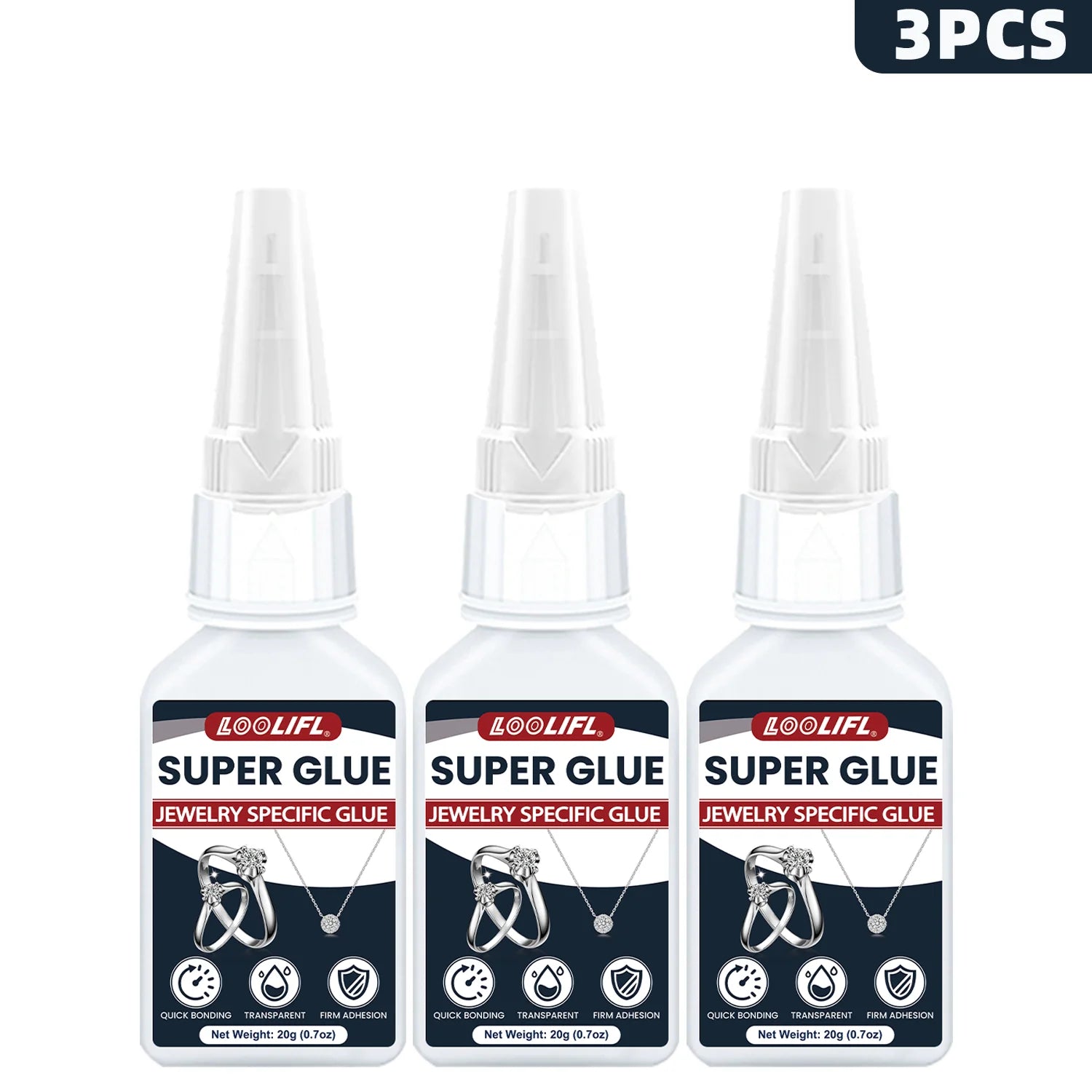 LOOLIFL 20g Jewelry Super Glue - Clear Strong Adhesive for Rings, Necklaces, Earrings & DIY Crafts, Quick Bonding Repair 1-5pcs