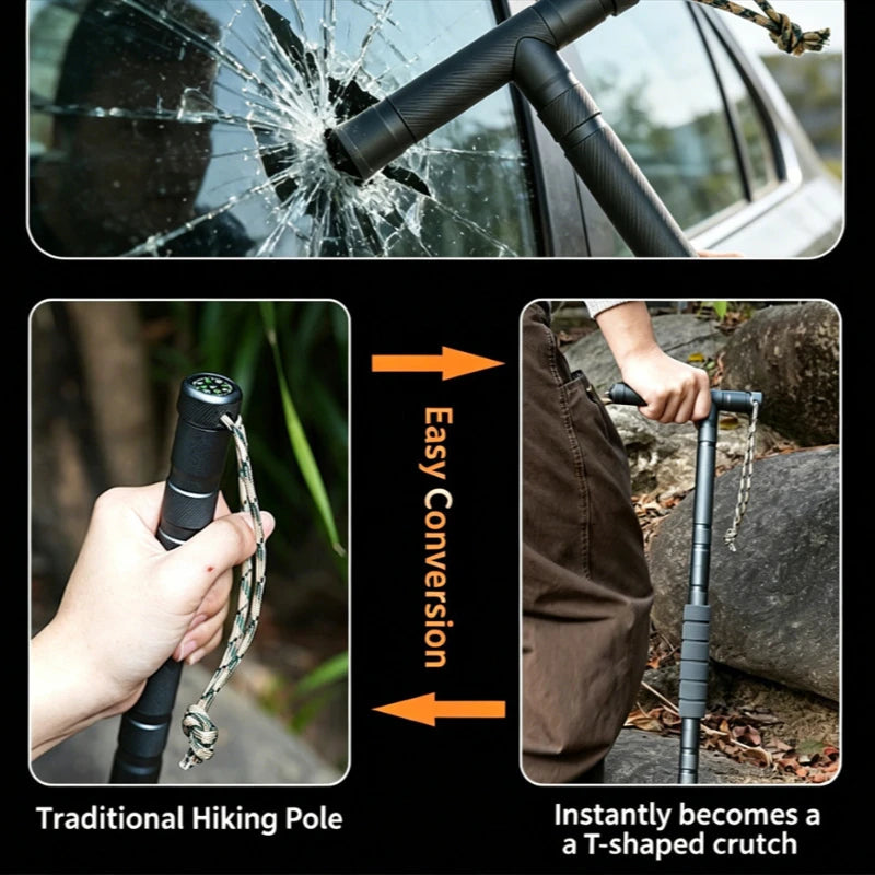 CEOI GWOK Trekking Poles Foldable Hiking Staff with T Grip Outdoor Walking Adjustable Hiking Stick Professional Walking Stick
