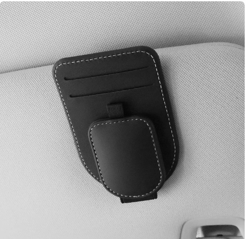 Magnetic Car Sunglasses Holder Sun Visor Glasses Clip PU Eyeglasses Hanger Portable Ticket Card Clip Auto Accessories