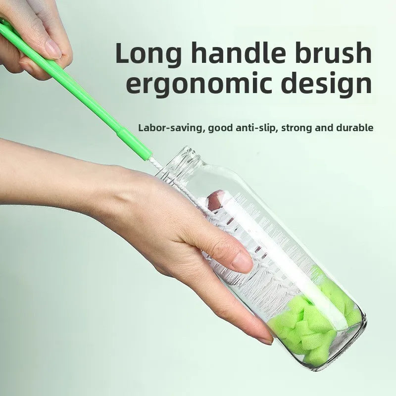Long Handle Cleaning Brush Bottle Cleaning Brush Baby Bottle Brush Sponge Rotating Washing For Narrow Neck Bottle Clean Tools