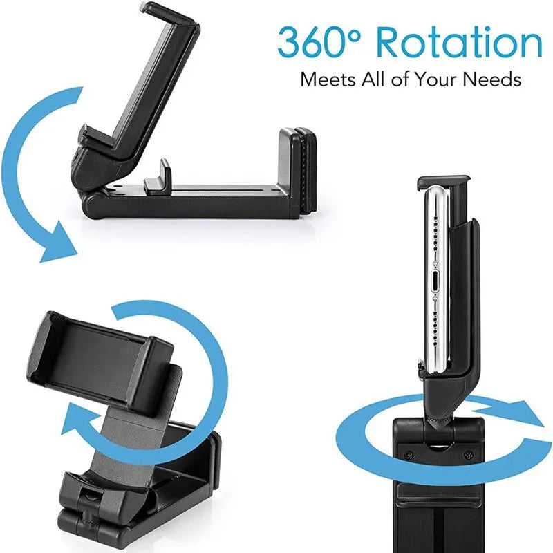 Portable Seat Back Phone Holder–Foldable 360° Rotating Mount for Airplane, Train, Bus Travel, Desk Stand for Mobile Video&Calls