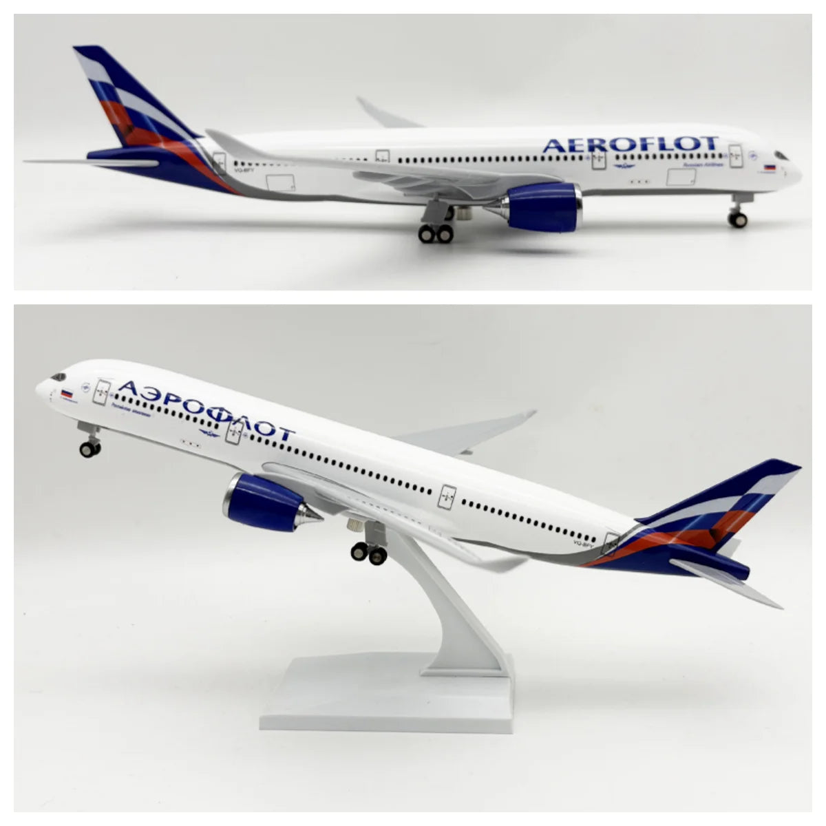 30cm Airplane Model Russia Aeroflot A350 Aircraft With Base Landing Gear resin Miniature Plane For Collectible