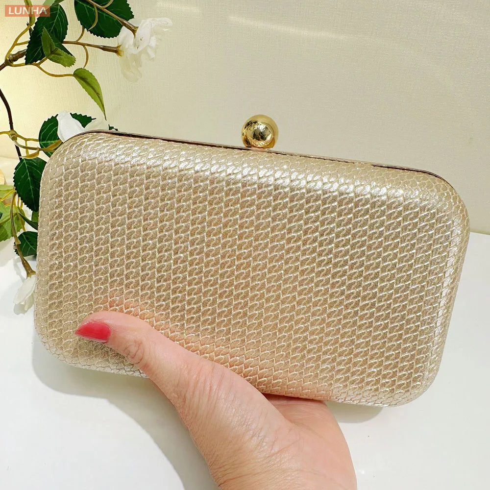 Evening Bags Vintage Metallic Box Bag Gold Silver Luxury Clutch Dinner Bag Hard Case Crossbody Purse for Party Wedding Gathering