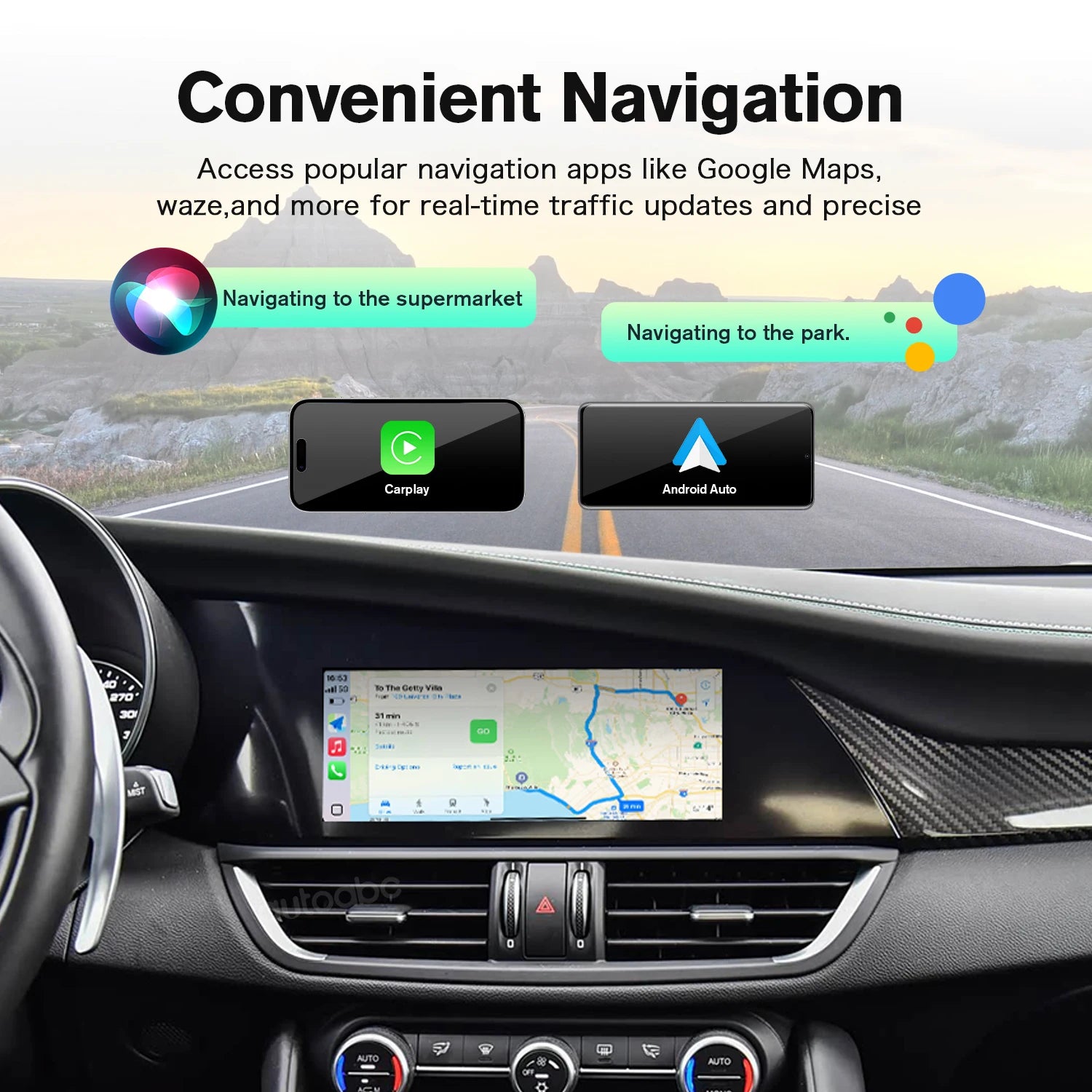 AUTOABC 2025 New For Alfa Romeo Stelvio /Giulia 2017-2019 Wireless CarPlay Android AutoAirPlay Navigation Car Play Functions