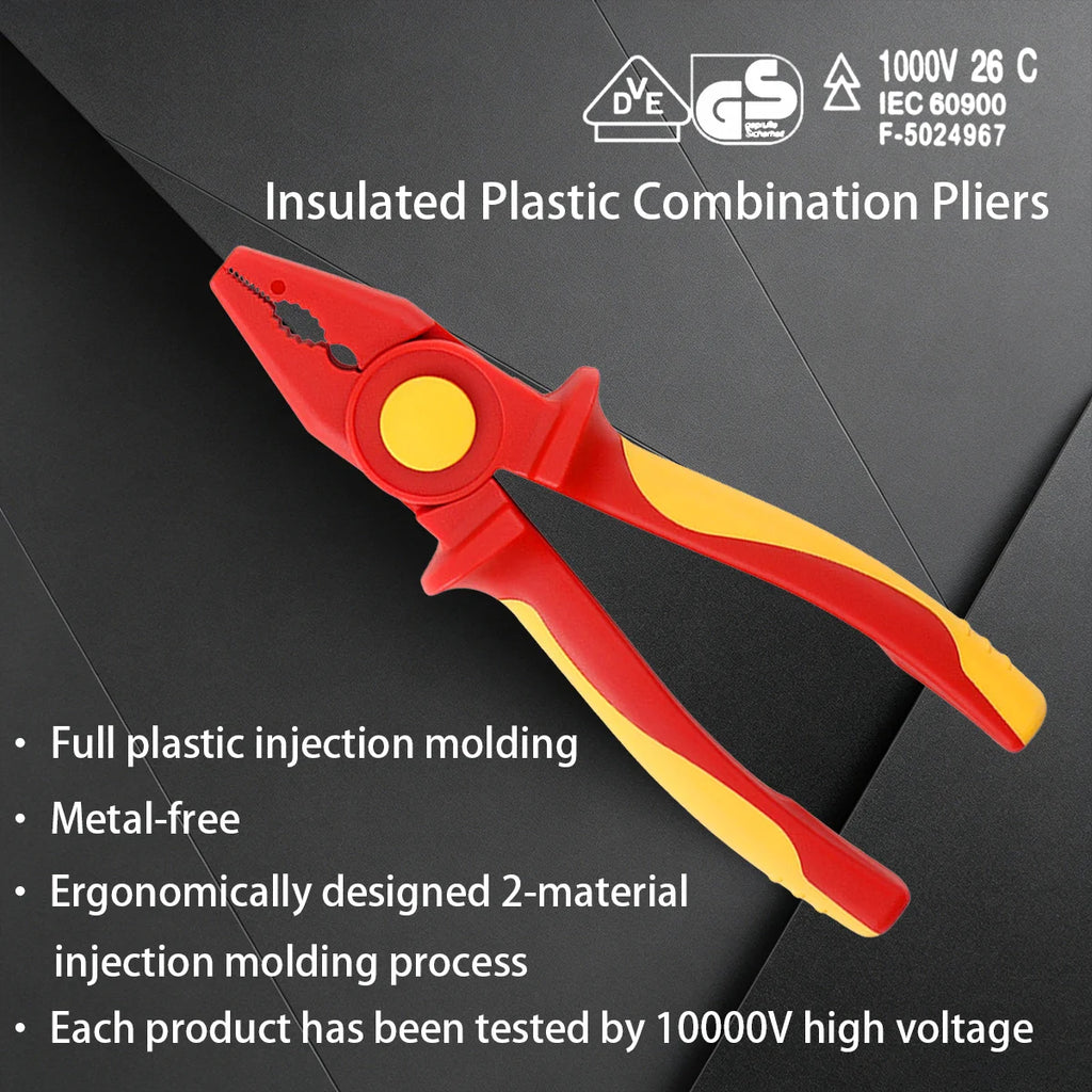 Multifunctional VDE 1000V Insulated Wire Pliers Electrical Special Plastic Needle-nose Pliers for High Voltage Work