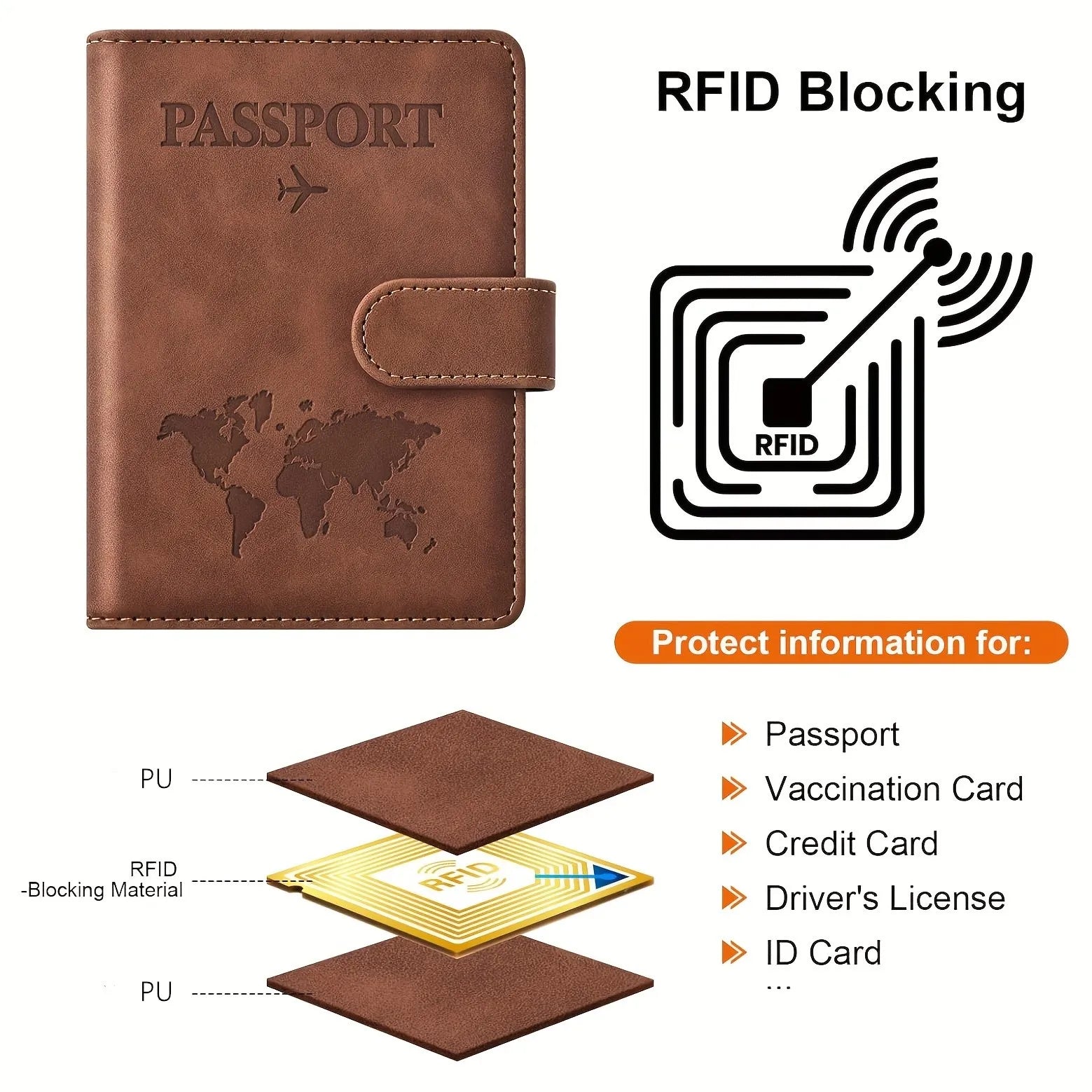 Passport Holder, Passport Cover with Credit Card Slot and Boarding Pass Slot Combo, Passport Wallet Case Book Travel Must Have,