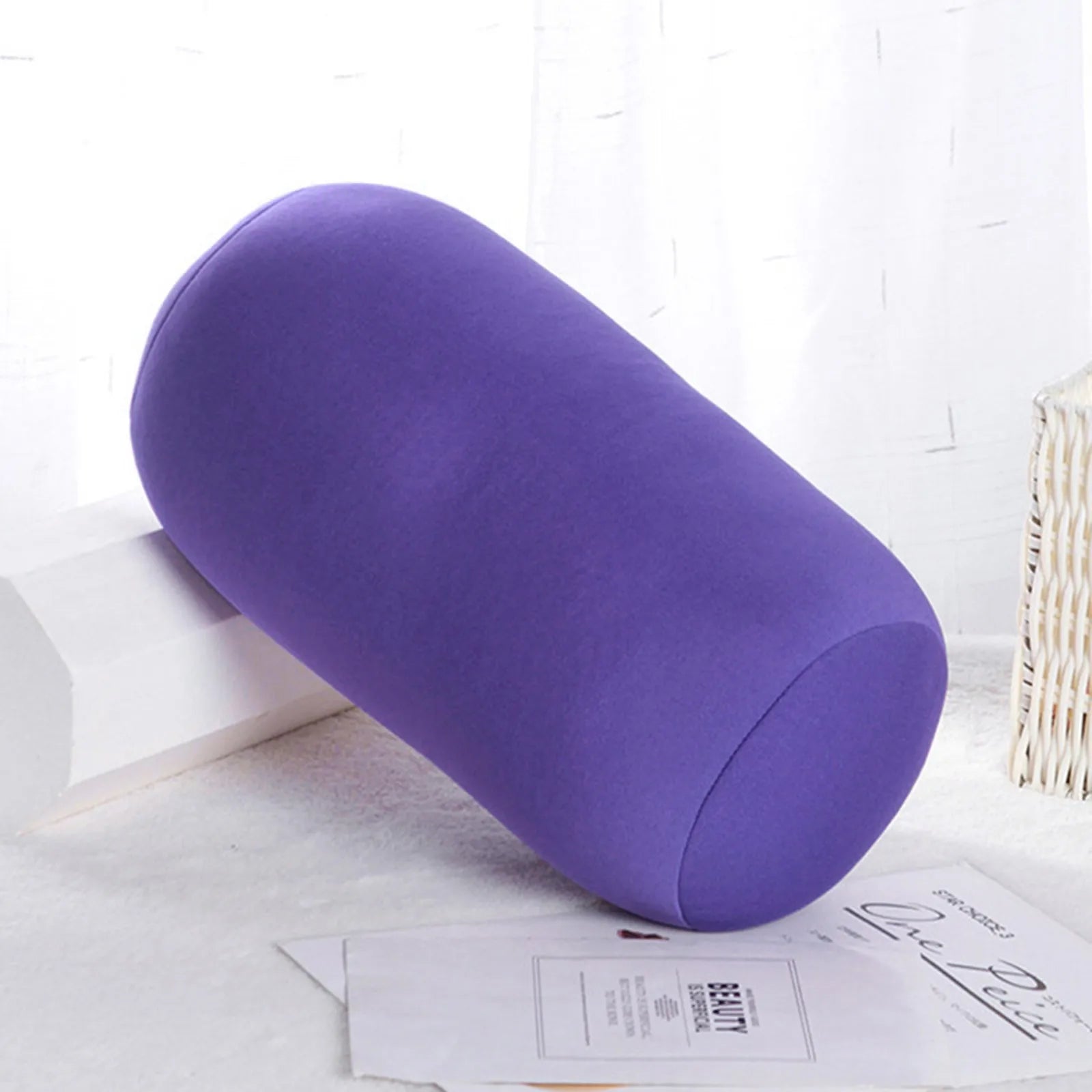 30cmx16cm Cylindrical Pillow Micro Mini Microbead Back Cushion Roll Pillow Head Convenient Travel Pillow Bed Decoration