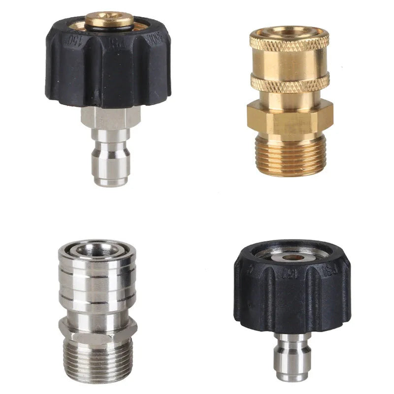 Pressure Washer Quick Connect Fitting M22 14mm to 1/4 Inch Pressure Washer Hose Gun Adapter Brass Washer Quick Release Connector