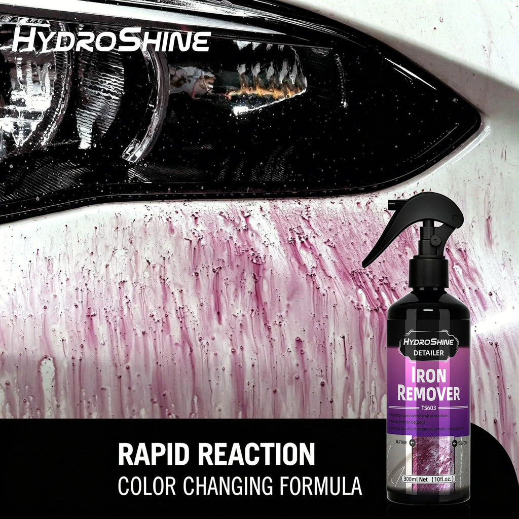 Hydroshine Iron Remover Car Detailing Fallout Spray Decontamination Kit Rust Remover Spray for Brake Rim Metal Surface Particles