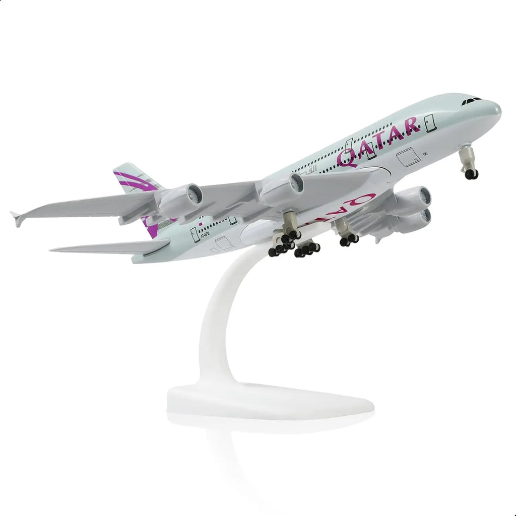 1/300 Scale 20cm Die-cast Metal Toy Plane Model Kit Qatar A380 Sky Jumbo Model Plane with Stand for Collections and Displays