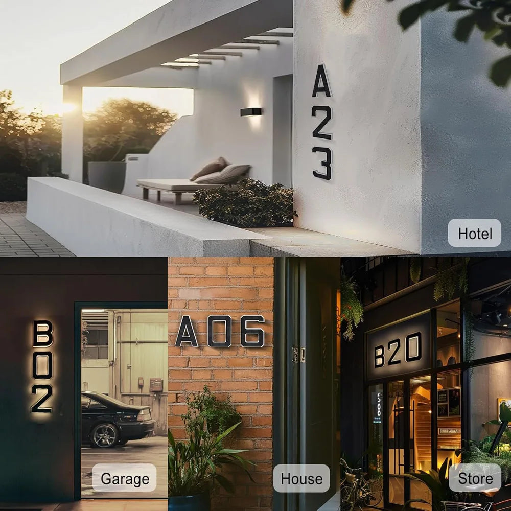 12CM Solar-Powered Outdoor House Number Light, House Numbers with Solar Panel, Waterproof LED Address Numbers for Home