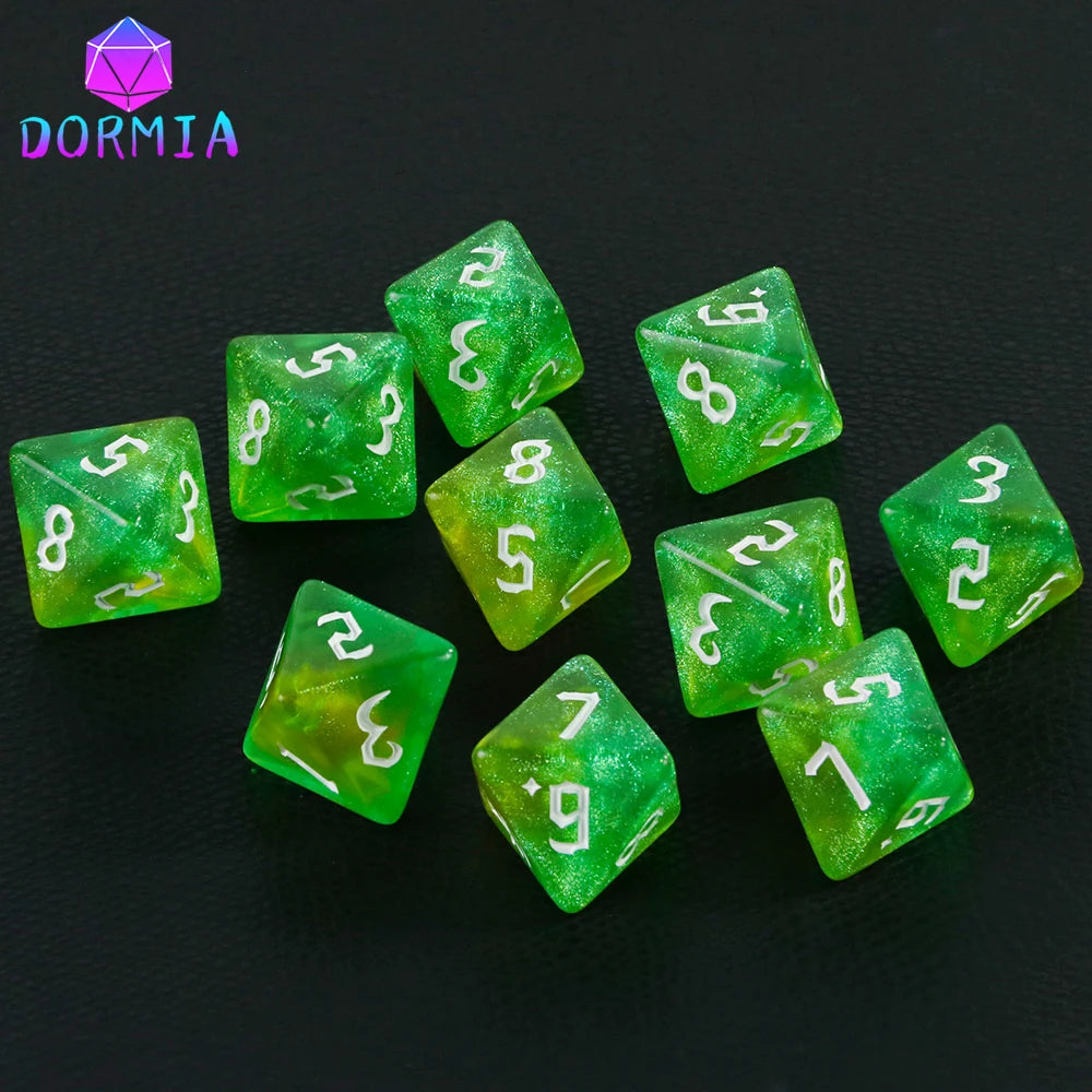 D8 Mixed Colours Polyhedral Dice 8 Sided Amazing Glitter Dice for DND Roleplay Game Math Teaching Playing Tabletop Games