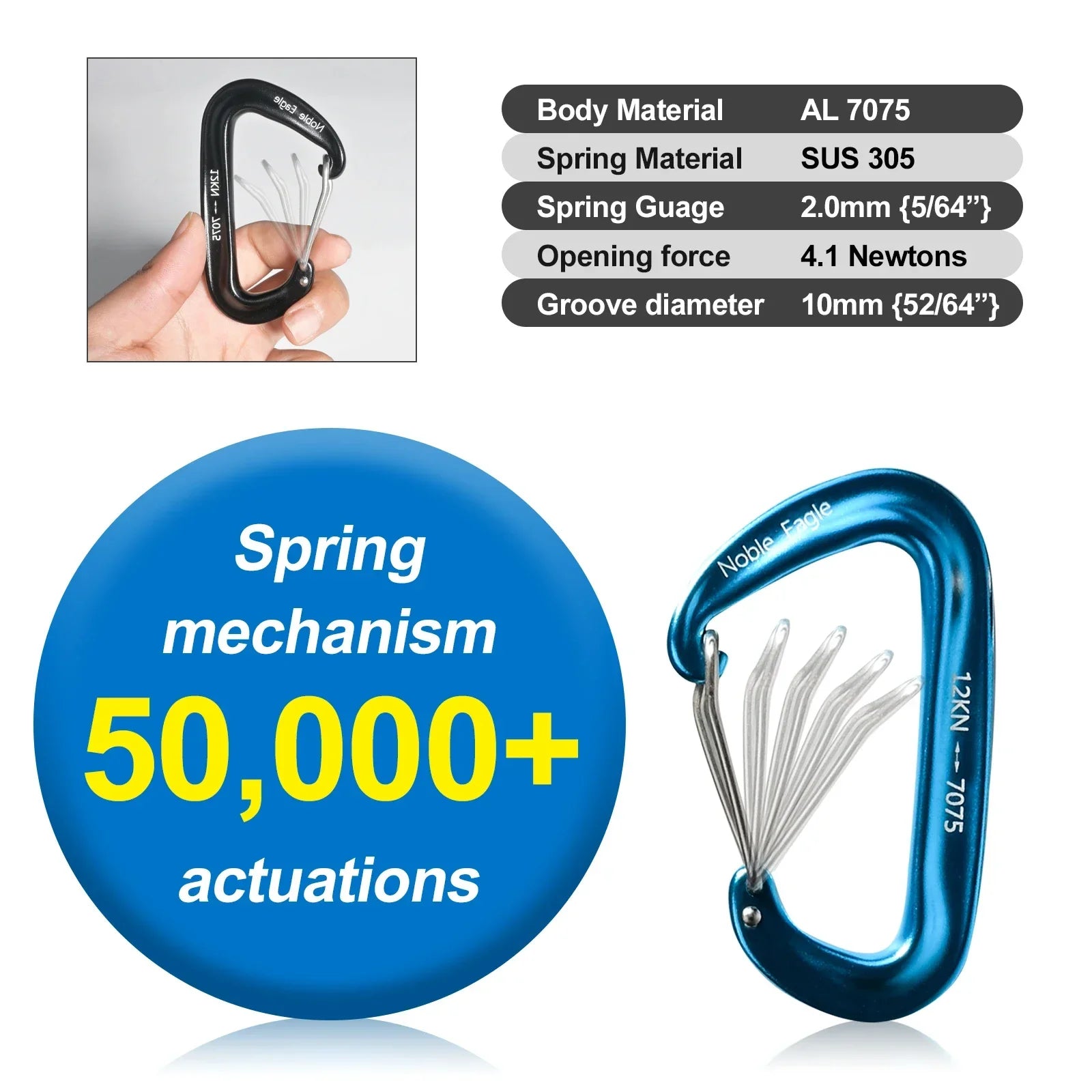 6PCS 12kN Tactical Carabiners Clips Set Heavy Duty Non-Locking Belt Hook For Bags Outdoor Hammock Climbing Accessories