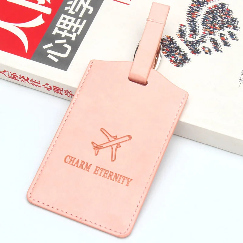 Creative Airplane Boarding Pass PU Leather Luggage Cute Luggage Tag Tags Thick Travel Suitcase Bag Tag Identifier  for Men Women