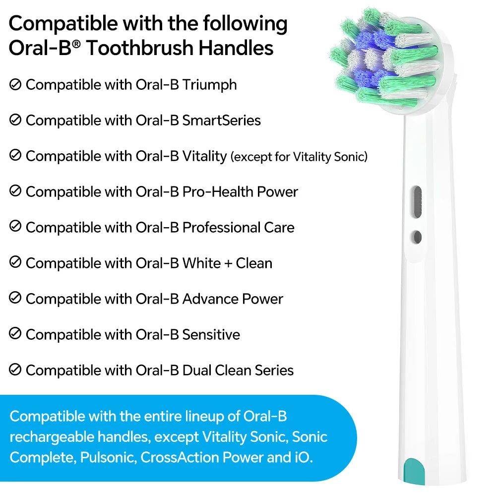 Toothbrush Head Travel Case with 4x Professional Cross Clean Replacement Brush Heads Compatible with Oral B Electric Toothbrush