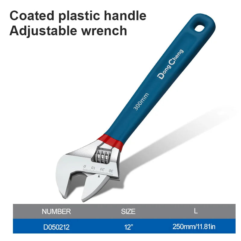 Drop Forged Adjustable Wrench Set 6 8 10 12 15 Inch Tool Steel with Dipped Handle Chrome Plated Heavy Duty for Auto Plumbing