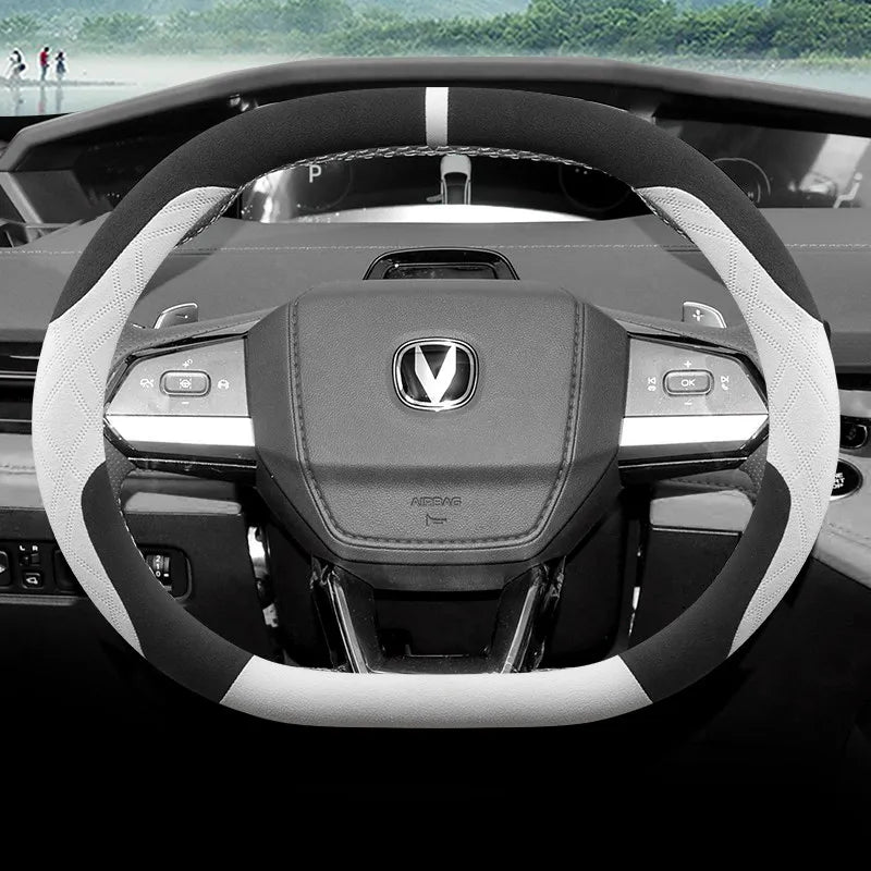 Suede Breathable Car Steering Wheel Cover for Changan Univ Unik Unis CS55 PLUS 2022 2023 2024 2025 Accessories All Season